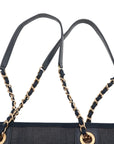 Pre-Loved Deauville Tote Denim Small with Gold Hardware, Navy Blue