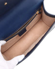 Pre-Loved Sylvie Shoulder Bag Leather Small with Gold Hardware, Navy Blue