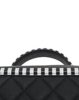 Pre-Loved CC Filigree Vanity Case Shoulder Bag Quilted Leather Medium with Silver Hardware, Black