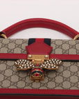 Pre-Loved Queen Margaret Handbag Monogram Coated Canvas Small with Aged Gold Hardware, Beige Ebony Red