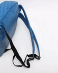 Pre-Loved Intrecciato Backpack Leather with Black Hardware, Blue