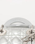 Pre-Loved Lady Dior Handbag Quilted Leather Mini with Silver Hardware, Silver