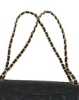 Pre-Loved Classic Double Flap Shoulder Bag Quilted Leather Jumbo with Gold Hardware, Black