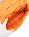 Pre-Loved Padded Cassette Crossbody Bag Intrecciato Leather with Gold Hardware, Orange
