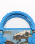 Pre-Loved Speedy Masters Rubens Handbag Printed Coated Canvas 30 with Gold Hardware, Blue Multicolor