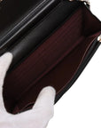 Pre-Loved Wallet on Chain Crossbody Bag Quilted Leather with Silver Hardware, Black