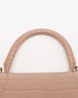 Pre-Loved Hourglass Handbag Crocodile Embossed Leather Small with Gold Hardware, Beige