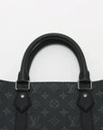 Pre-Loved Sac Plat Tote Monogram Coated Canvas with Silver Hardware, Black