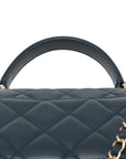 Pre-Loved Trendy CC Handbag Quilted Leather Small with Gold Hardware, Navy