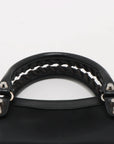 Pre-Loved Classic City Handbag Canvas Plain Mini with Silver Hardware, Black