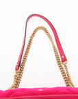 Pre-Loved GG Marmont Shoulder Bag Quilted Velvet Small with Aged Gold Hardware, Pink