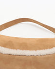 Pre-Loved Saddle Shoulder Bag Suede with Aged Gold Hardware, Tan
