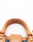 Pre-Loved Pleaty Handbag Monogram Denim Small with Gold Hardware, Blue
