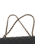 Pre-Loved Classic Double Flap Shoulder Bag Quilted Leather Medium with Gold Hardware, Black