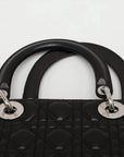 Pre-Loved Lady Dior Handbag Cannage Leather Large with Silver Hardware, Black