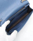 Pre-Loved Interlocking G Wallet on Chain Crossbody Bag Leather with Gold Hardware, Blue