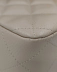 Pre-Loved Classic Double Flap Shoulder Bag Quilted Leather Jumbo with Silver Hardware, Beige