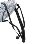 Pre-Loved DiorTravel Backpack Toile de Jouy Coated Canvas Medium with Black Hardware, White and Navy Blue