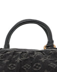Pre-Loved Neo Cabby Handbag Monogram Denim MM with Aged Gold Hardware, Black