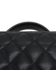 Pre-Loved Vanity Case Handbag Quilted Leather with Gold Hardware, Black