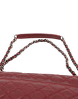 Pre-Loved Easy Flap Shoulder Bag Quilted Leather with Silver Hardware, Red
