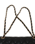 Pre-Loved Classic Double Flap Shoulder Bag Quilted Leather Medium with Gold Hardware, Black