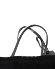 Pre-Loved Shopping Tote Shearling with Silver Hardware, Black