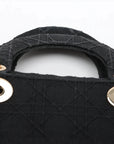 Pre-Loved Lady D-Lite Handbag Cannage Canvas Medium with Gold Hardware, Black