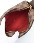 Pre-Loved Olav PM Crossbody Bag Damier Canvas Coated with Gold Hardware PM, Brown