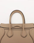 Pre-Loved Luggage Tote Leather Micro with Silver Hardware, Beige
