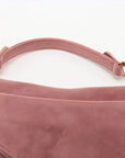 Pre-Loved Saddle Shoulder Bag Suede Mini with Gold Hardware, Pink