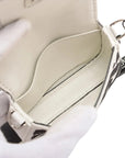 Pre-Loved Baguette Crossbody Bag Monogram Canvas Nano with Silver Hardware, White and Black