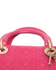 Pre-Loved Lady Dior Handbag Cannage Leather Large with Gold Hardware, Pink