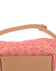 Pre-Loved Anagram Pochette Shoulder Bag Anagram Canvas Small with Gold Hardware, Red and Beige