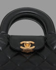 Pre-Loved Kelly Shopping Bag Handbag Quilted Leather Nano with Aged Gold Hardware, Black