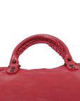 Pre-Loved City Handbag Leather with Matte Black Hardware, Red