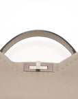 Pre-Loved Peekaboo Selleria Handbag Leather with Silver Hardware, Taupe