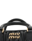 Pre-Loved Matelassé Bowling Bag Handbag Quilted Leather Mini with Gold Hardware, Black