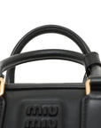 Pre-Loved Bowling Bag Handbag Leather Mini with Gold Hardware, Black