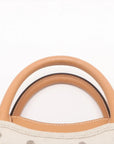 Pre-Loved Navy Cabas Handbag Canvas Plain Mini with Silver Hardware, Natural / Beige