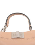 Pre-Loved Peekaboo Handbag Leather Micro with Silver Hardware, Beige
