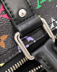 Pre-Loved Keepall Bandoulière Travel Bag Monogram Coated Canvas 50 with Silver Hardware, Black Multicolor
