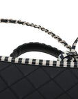 Pre-Loved CC Filigree Vanity Case Vanity Case Quilted Leather Small with Silver Hardware, Navy Blue with White Striped Trim