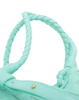 Pre-Loved Andiamo Handbag Intrecciato Leather Mini with Gold Hardware, Mint Green