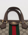 Pre-Loved Ophidia Tote GG Supreme Canvas Coated Small with Gold Hardware, Beige/Ebony