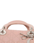 Pre-Loved Lady Dior Handbag Cannage Patent Leather Large with Silver Hardware, Pink