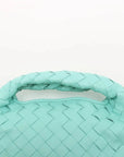 Pre-Loved Hop Crossbody Bag Intrecciato Leather Mini with Gold Hardware, Turquoise