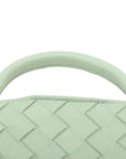 Pre-Loved Andiamo Handbag Intrecciato Leather Small with Gold Hardware, Mint Green