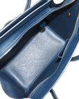 Pre-Loved Luggage Tote Leather Micro with Rose Gold Hardware, Navy, Yellow, and Beige