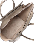Pre-Loved Luggage Tote Leather Micro with Silver Hardware, Taupe